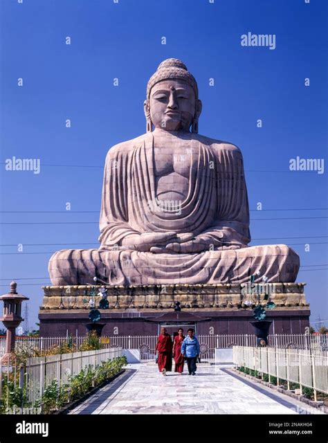 Eighty Feet Tall Buddha Statue In Bodh Gaya Bihar India Stock Photo