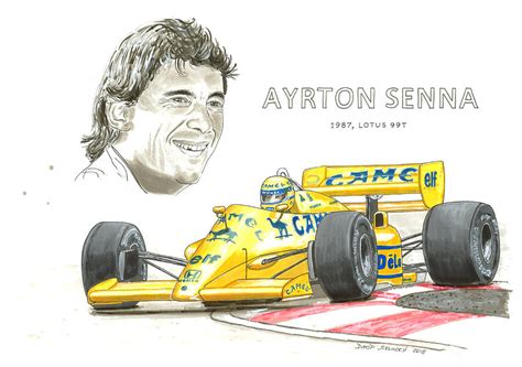 Ayrton Senna On Lotus Drawing By David Selucky Pixels