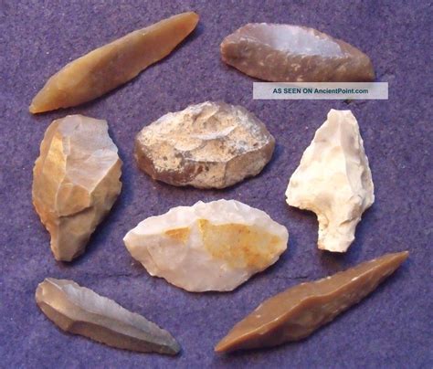 4 Paleolithic Aterian Tools Points And Scrappers And 4 Mesolithic Blades