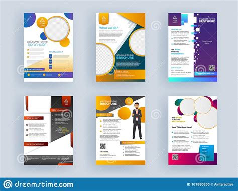 Editable Brochure Template Layout Cover Page Flyer Set Stock
