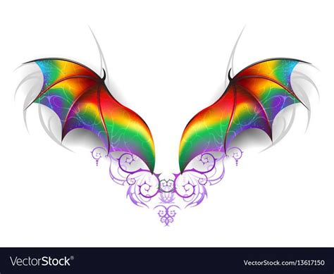 Beautiful Rainbow Wings Of A Fairy Dragon On A White Background Wings