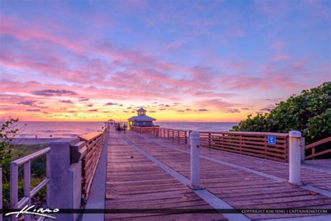 Juno Beach Pier Gorgeous Colors At Sunrise Royal Stock Photo