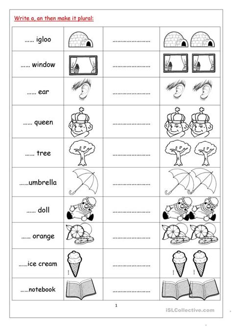 You're probably familiar with many of these already. Singular and plural worksheet - Free ESL printable ...