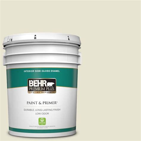 Behr Premium Plus 5 Gal 73 Off White Semi Gloss Enamel Low Odor