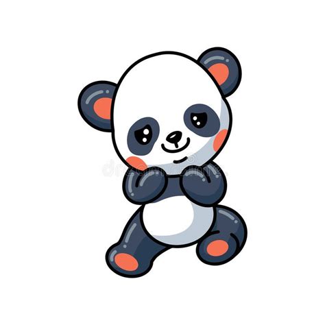 Cute Little Panda Cartoon Sitting Stock Vector Illustration Of Doodle
