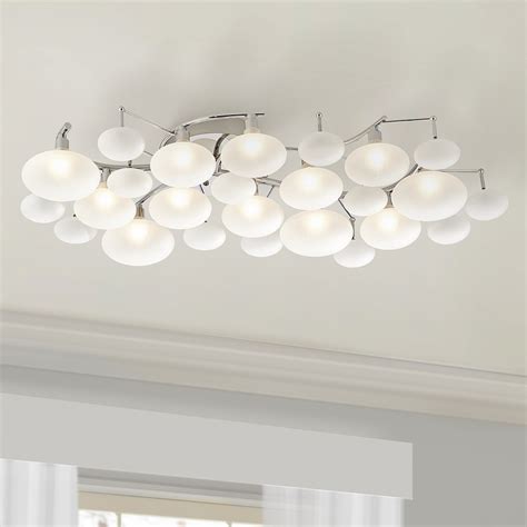 Possini Euro Lilypad 30 Wide Chrome Frosted Glass Ceiling Light