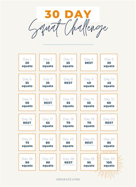 30 Day Squat Challenge Printable Customize And Print