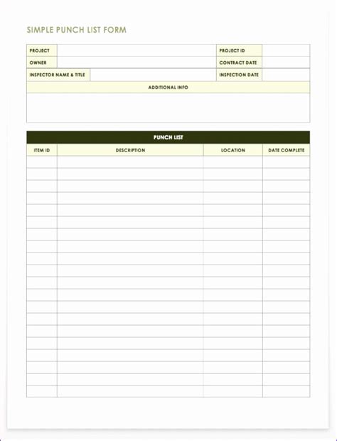 6 Construction Punch List Template Excel Excel Templates