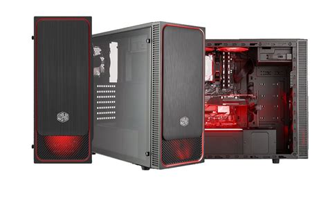 The partial meshed front and ventilation holes on the side and top of the chassis generates plenty of airflow.'€‹the masterbox e500l will be available in three models with a different color accent. Cooler Master MasterBox E500L Red Trim Computer Case ...