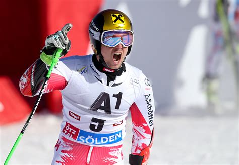 Winner of a record eight consecutive world cup titles, hirscher has also won 11 medals at the alpine skiing world championships, seven of them gold, a silver. Hirscher wins Soelden opener on Austria Day | Skiracing.com