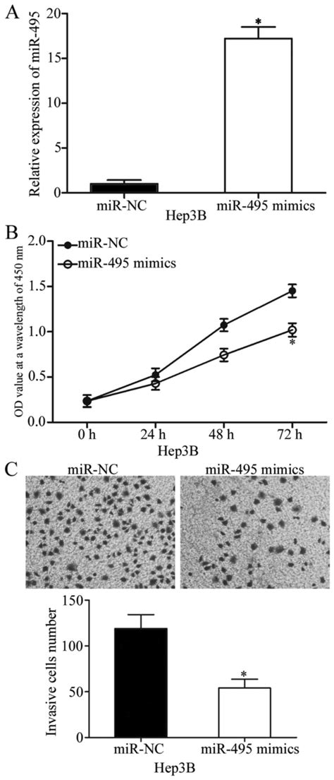 microrna‑495 suppresses cell proliferation and invasion of hepatocellular carcinoma by directly