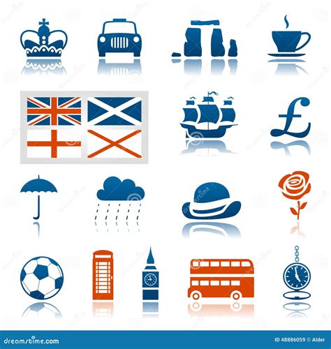 United Kingdom Symbols Uk Flag Icons Set Vector Illustration