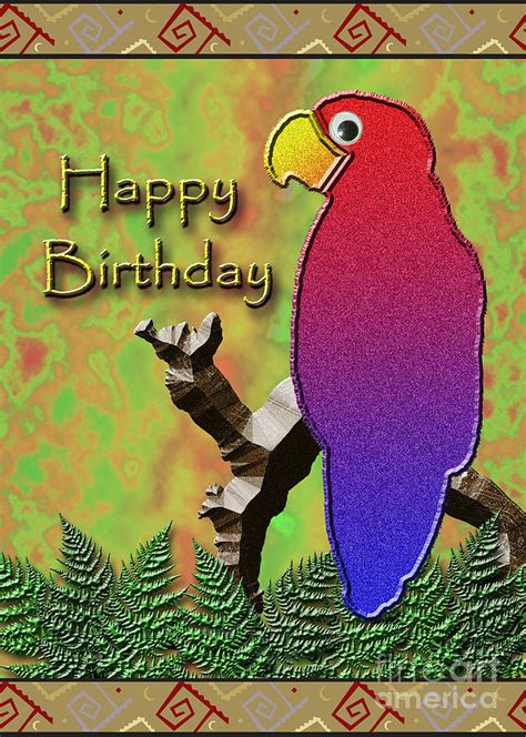 Happy Birthday Parrot Digital Art By Jeanette K