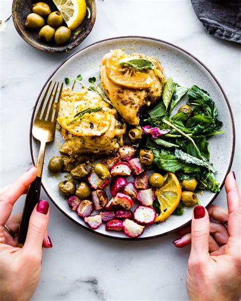 This link is to an external site that may or may not meet accessibility guidelines. One Pan Lemon Sage Baked Chicken and Olives {Paleo}