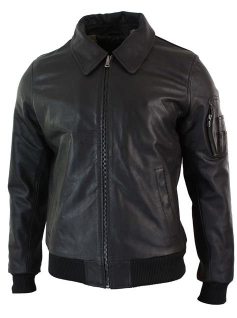 Mens Genuine Real Leather Harrington Bomber Ma1 Classic Pilot Mod