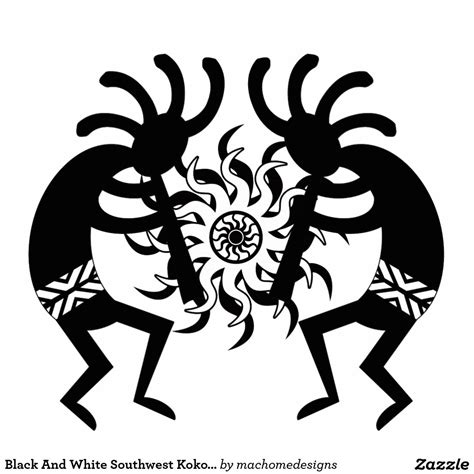 Black And White Southwest Kokopelli Tribal Sun Standing Photo Sculpture