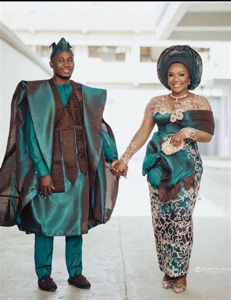 African Couples Outfits Aso Oke Two Tone Yoruba Wedding Etsy