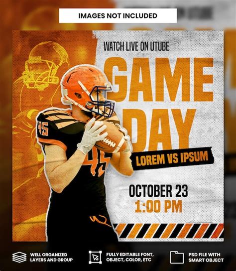 Premium Psd American Football Sport Match Day With Grunge Effect