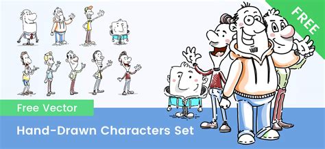 9 Free Hand Drawn Vector Characters Set Vectorcharacters