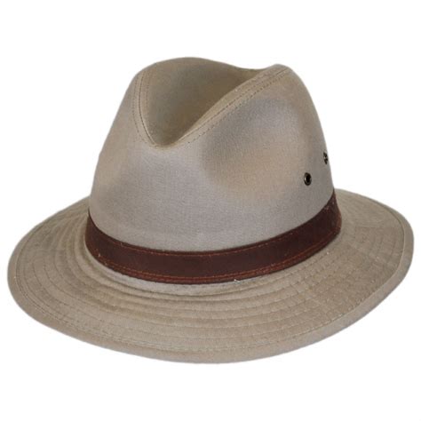 Dorfman Pacific Company Packable Cotton Twill Safari Fedora Hat All Fedoras