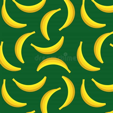 Yellow Single Banana Pattern On Green Background Stock Vector