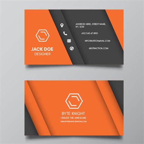 Byteknight Orange And Black Visiting Card Design