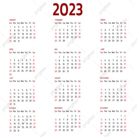 Kalender 2023 Englisch Einfach 2023 Englisch Kalender Png Und Psd