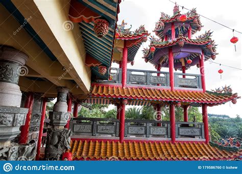 A Grand Scenic Traditional Colourful Chinese Black Dragon Cave Temple