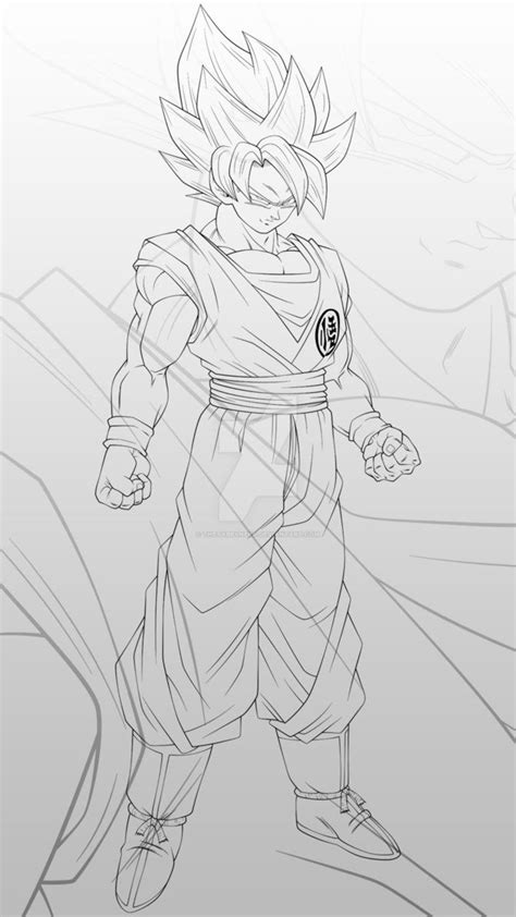 Goku Super Saiyan Lineart By Thetabbyneko On Deviantart Dragon Ball