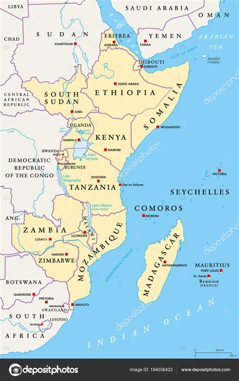 East Africa Region Political Map — Stock Vector © Furian 184036422