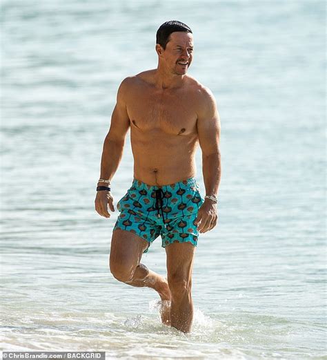 Shirtless Mark Wahlberg Displays His Muscular Physique On The Beach In Barbados Daily