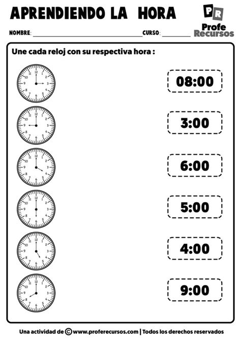 Fichas Para Aprender La Hora Relojes Analógicos Con Manecillas