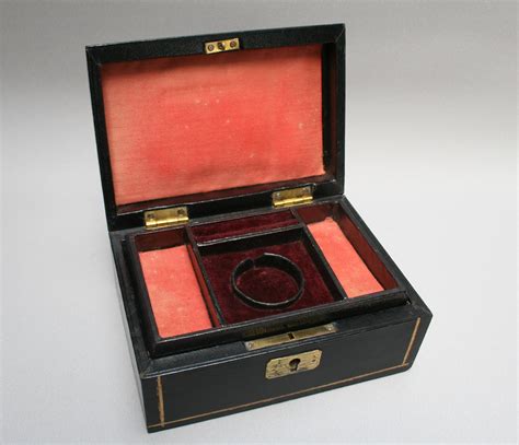 A Small Black Antique Leather Jewellery Box Williams Antiques