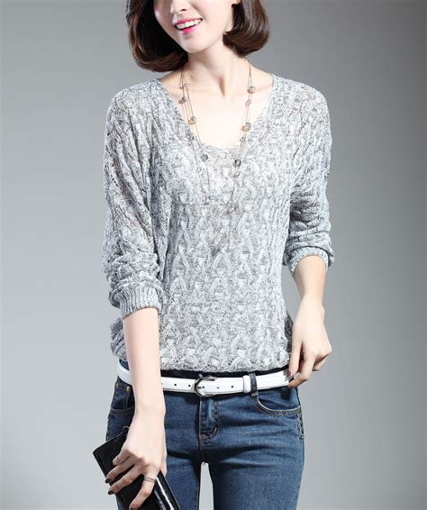 New Korean Women Lady Knit Tops Blouse Solid Batwing Loose Jumper
