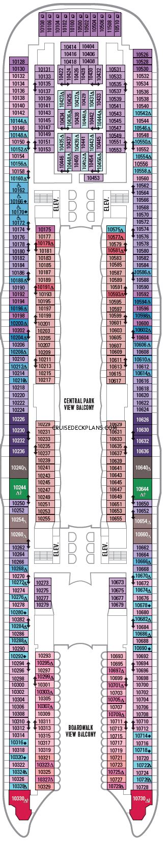 %s deck plan find your cabin here on the ship and cabin plan overview of inside and balcony cabins ship's plan allure of the seas. Allure of the Seas Boardwalk and Central Park Balcony Details