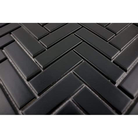 New Herringbone Black Matt 30cm X 33cm Wall And Floor Mosaic Ebay