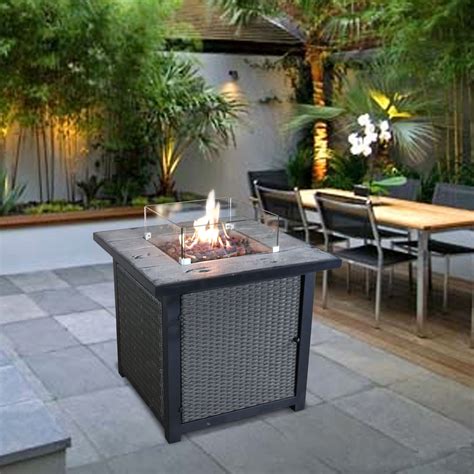 Check spelling or type a new query. Peaktop Outdoor Garden Square Rattan Concrete Top Gas Fire ...