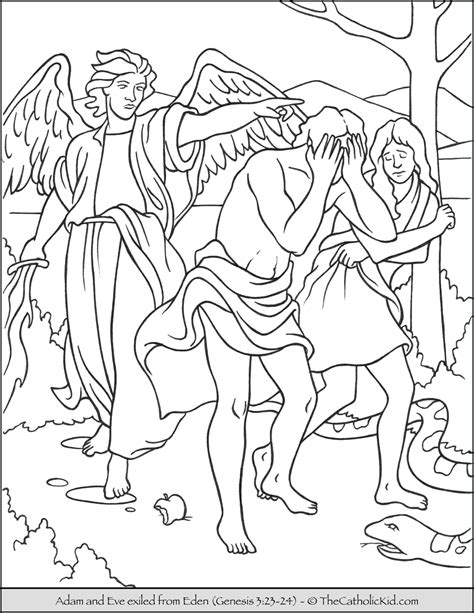 He said to the woman, did god really say, 'you must not eat from any tree in the. Bible Coloring Page - Adam and Eve Exiled from Eden ...
