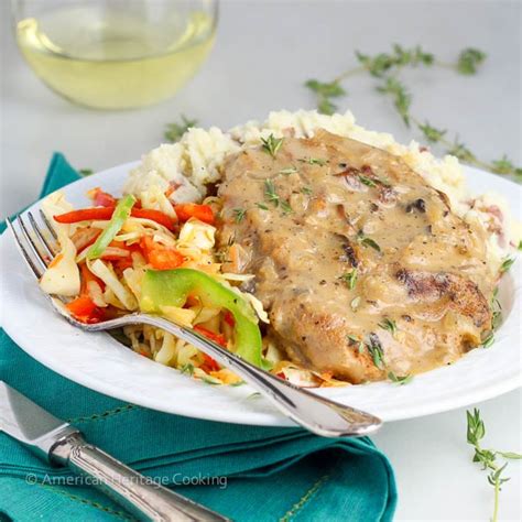 Pour grease out of skillet. Baked Mushroom Pork Chops - American Heritage Cooking