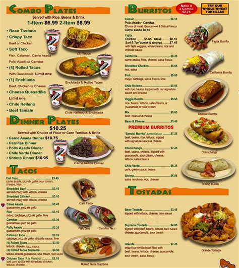 (asada steak, pollo chicken, chorizo mexican sausage, lengua tongue.) tacos al pastor 9.75. Sombrero Mexican Food Menu, Menu for Sombrero Mexican Food ...
