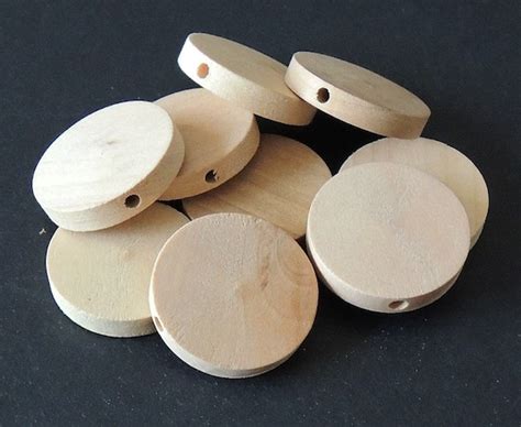 20 Pcs 25mm Natural Wood Circles Wooden Discs Unfinished Round Etsy