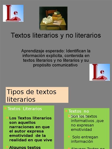 Textos Literarios Y No Literariosppt