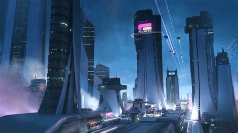 Artstation City Dave Jones Futuristic City Cyberpunk City Sci Fi