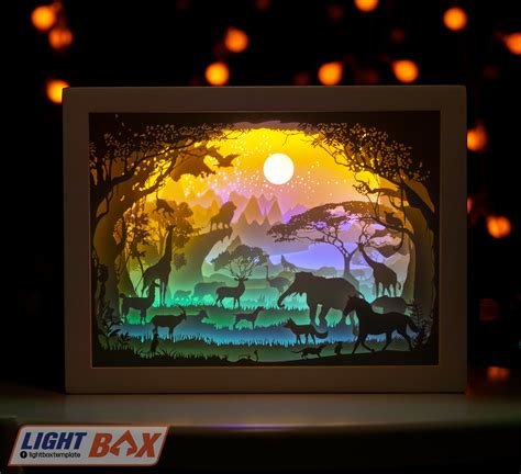 African Landscape Paper cut light box Template Dig... - Deer store