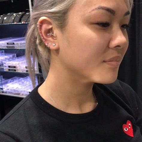 Ear Setup Diamond Earrings Pearl Earrings Body Piercings Body Mods Pierce Body Jewelry