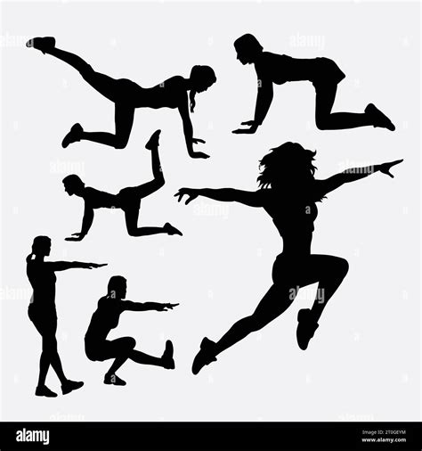 Sport And Aerobic Dancing Training Silhouette Stock Vector Image And Art