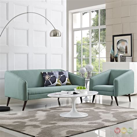 Mid Century Modern Slide 2 Pc Sofa And Armchair Living Room Set Laguna
