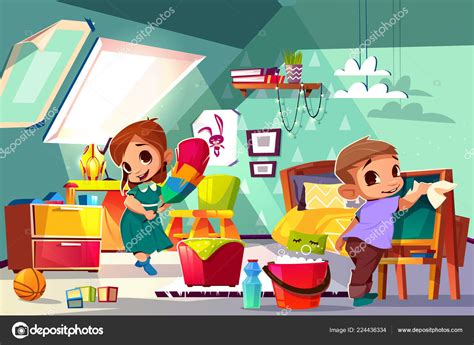 See more ideas about activities for kids, fun, kids playing. Limpieza en su vector de dibujos animados de cuarto de ...