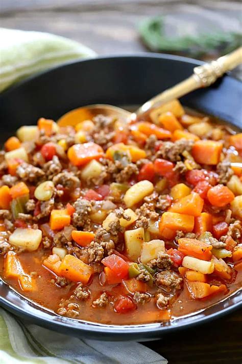 This vegetable beef soup recipe can also be made in just 30 minutes by simmering the ingredients on the stove top. Easy Vegetable Soup Recipe - Yummy Healthy Easy
