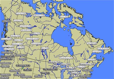 Map Of Waterfalls In Canada
